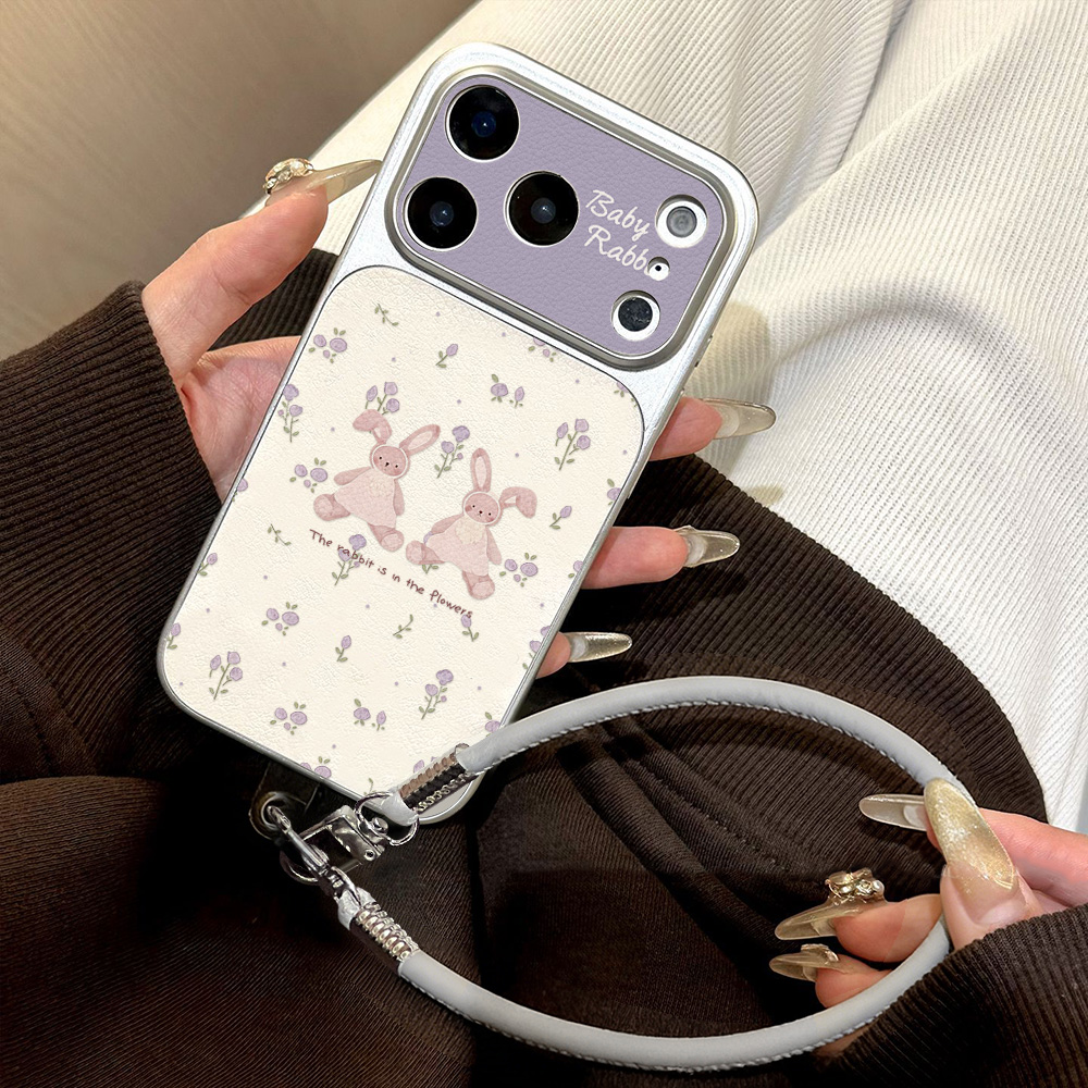 Phone Cases Iphone 14 - Casing Ponsel Kulit PU Rubbit Lucu