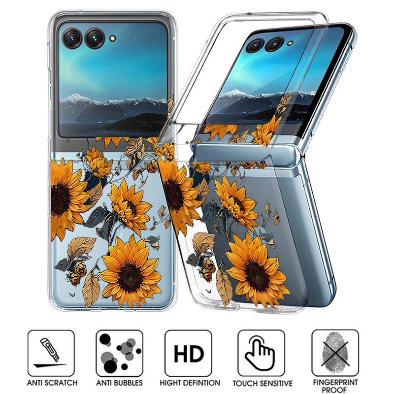 Phone Cases For Motorola - Casing Ponsel Bening Pola Bunga Matahari