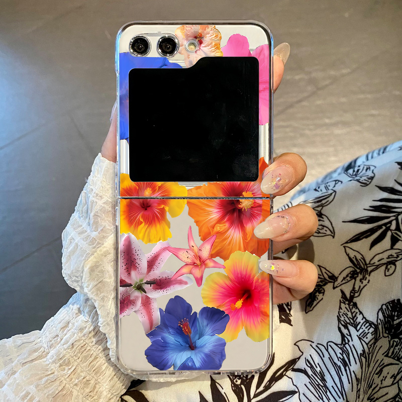 Phone Cases Z Flip 6 - Casing Ponsel Motif Bunga Realistis Untuk