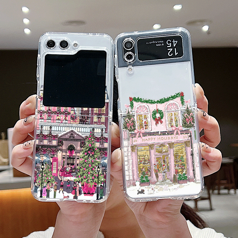 Phone Cases Z Flip 6 - Casing Ponsel Transparan dengan Pemandangan Salju
