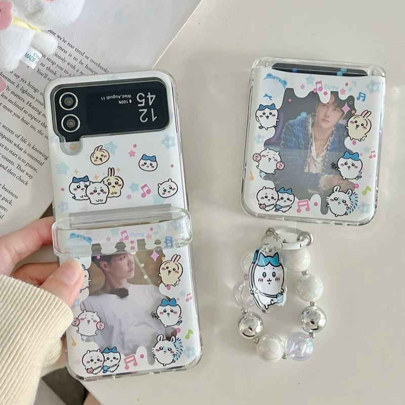 Phone Cases Z Flip 6 - Dompet Kartu Anime Jepang Chiikawa Lucu,