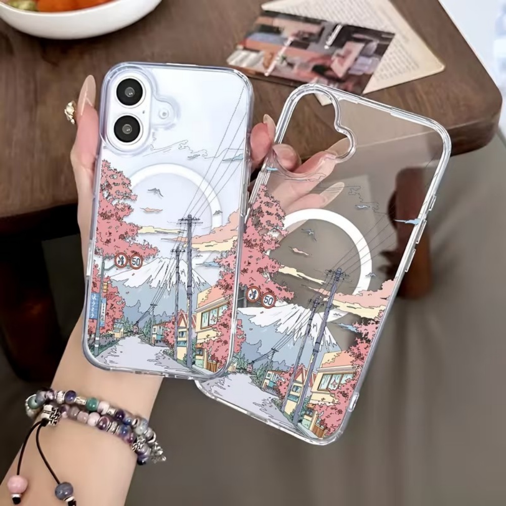 Phone Cases Japanese - Casing Ponsel Transparan Pemandangan Jepang Anime